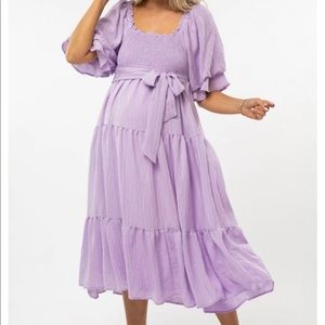 Lilac dress with functional tie, Size Small